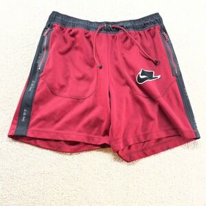 Nike Sportswear Shorts Mens Large Burgundy NSW Just Do It Tape Zipper Pockets